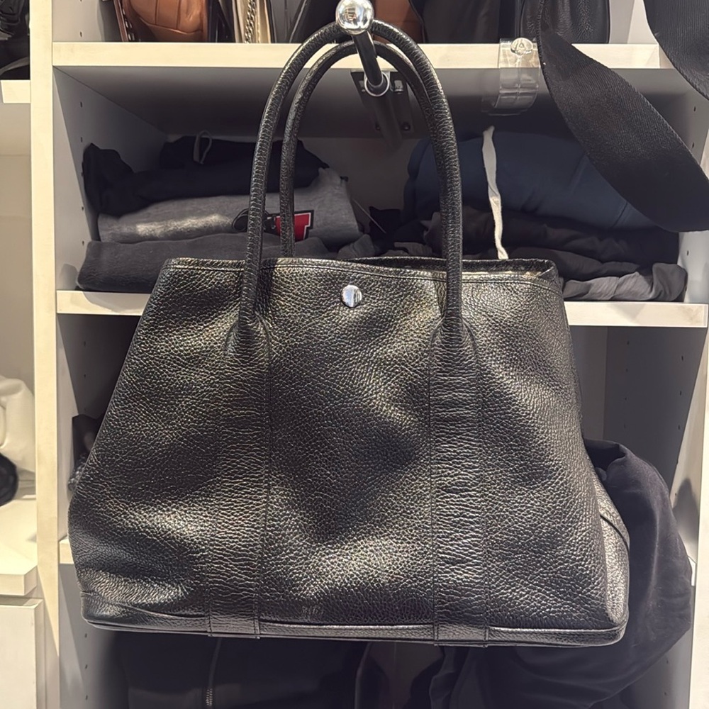 Elegant Black Leather Tote Bag